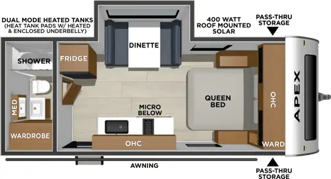 Plan de plancher Coachmen Apex Nano 190RBS 2027