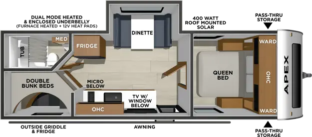 Plan de plancher Coachmen Apex Nano 228BHS 2027