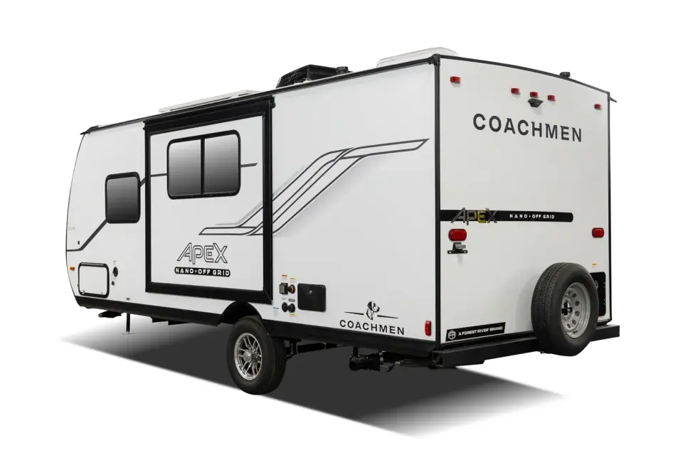 Apex Nano 190RBS 2026 — vue extérieure arrière avec slide-out (détourée)