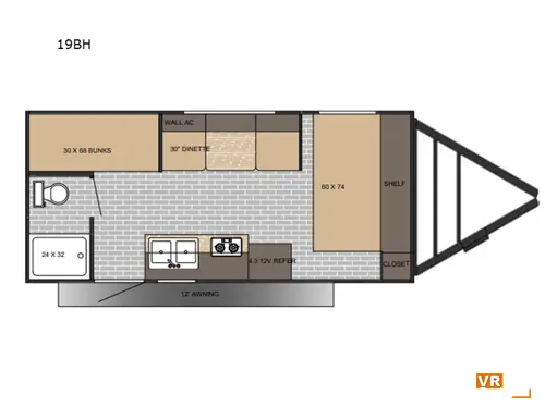 Sunset Park SunLite 19BH 2024 plan de plancher